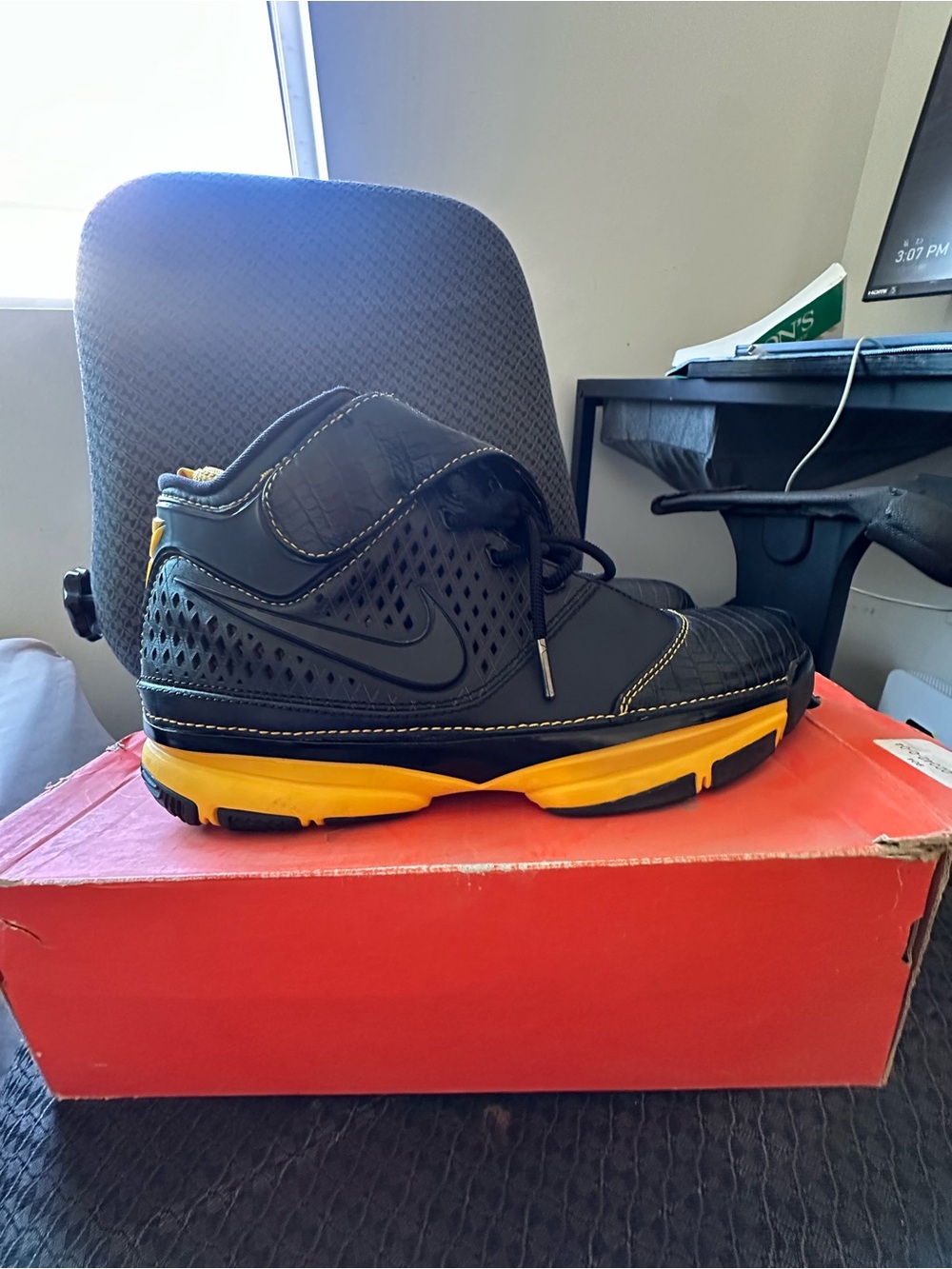 Nike Men’s Black and Yellow Athletic High-Top Sneaker